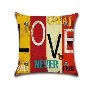 Love Plank Pillow Case 17 x 17 Cotton Linen Design Décor USA SHIPPER - Picture 1 of 2