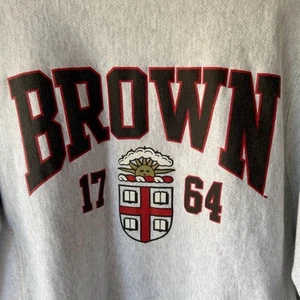 Vintage Brown University Crewneck Sweatshirt Medium Gray Champion NO SIZE TAG - Picture 1 of 4