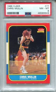 1986 Fleer Chris Mullin Rookie Card PSA 8 NM MINT Graded Basketball #77 - Picture 1 of 2