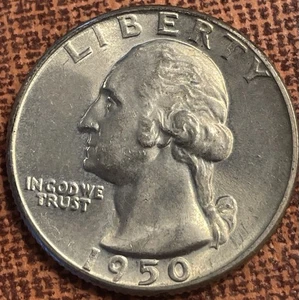 1950 Washington Quarter BU - Uncirculated 90% Silver - (Lot 216) - Picture 1 of 2