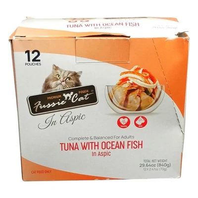 Fussie Cat Premium Tuna with Ocean Fish in Aspic 12 Pack Wet Food Omega 3 - Image 1 of 4