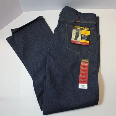 Rustler Jeans Mens Regular 38x32 Blue Boot Jean Dark Wash Denim Extra Rugged  - Image 1 of 4