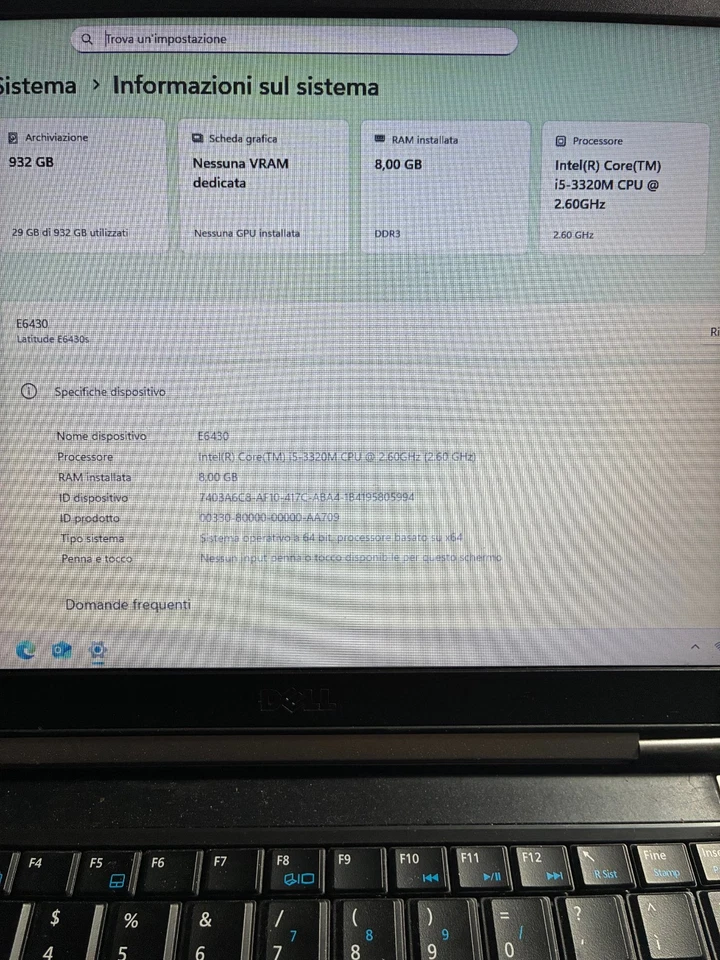 NOTEBOOK DELL LATITUDE E6430 INTEL CORE I5  8GB RAM 1TB SSD WIN11 pro + mouse - Immagine 1 di 4