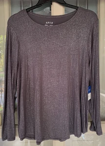 CCK1-Neu mit Etikett-APT 9 PETITES-Größe PXXL-Langarm/Stretchstoff/Glitzer-Top - Bild 1 von 9