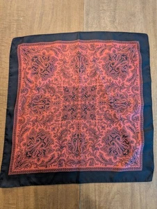 Liberty Of London Men's Black and Coral Silk Pocket Scarf - Picture 1 of 4