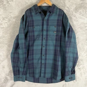Sullen Art Collective Flannel Shirt Men’s L Blue Green Plaid Button-Up - Picture 1 of 7
