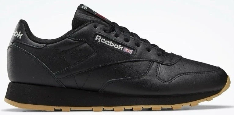 Size 8 - Reebok Classic Leather Black Pure Grey Gum W
