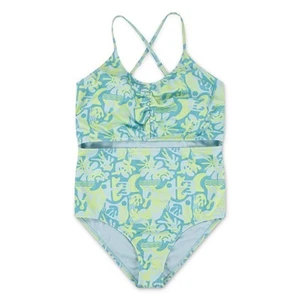 Hurley Girls' 1-Piece Cut Out Swim Suit, Turquoise Waves size 12 NWT - Picture 1 of 1