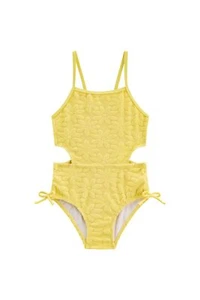 Girls One Piece Swimwear Cut Out Floral Print 2-12Years Bow Beach Bathing Swi... - Picture 1 of 7