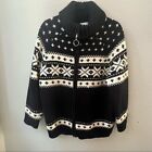 Topshop Nordic fair isle knitted black white cardigan sweater womens 6