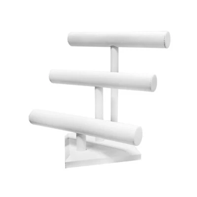 Barra de 3 Niveles Blanco Imitación Cuero Pulsera Reloj Soporte Exhibición Joyería 12"W x 13"H Foto 1 de 3