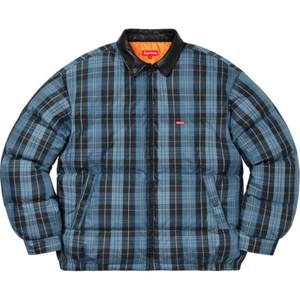 Supreme Leather Collar Puffy Jacket Blue Plaid New With Tag, Sealed FW19 - Bild 1 von 9