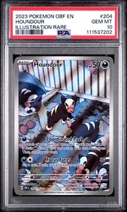 2023 POKEMON OBF EN-OBSIDIAN FLAMES 204 HOUNDOUR ILLUSTRATION RARE PSA 10 - Picture 1 of 2