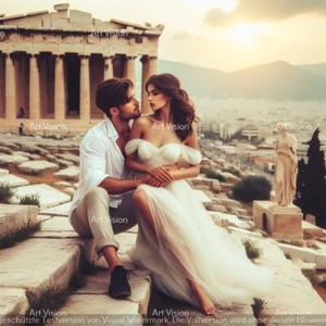 Klassizismus - Verliebte in Athen - Orginal auf Leinwand von Klaus Zirngibl - Bild 1 von 1