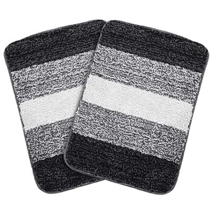 Stylish Microfiber Striped Anti Skid Bathmats Set of 2 Black 35 X 50 cm v994 - Picture 1 of 3