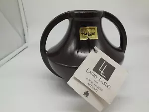 RARE VINTAGE NEW - HAEGER LARRY LASLO - ART DECO STONEWARE BROWN POTTERY VASE - Picture 1 of 8