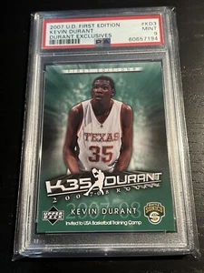 2007 UD FIRST EDITION KEVIN DURANT #KD3 DURANT EXCLUSIVES ROOKIE RC PSA 9 - Picture 1 of 2