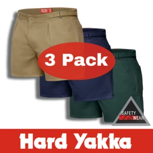 3x Hard Yakka Y05340 Cotton Drill Leg Work Shorts w Metal Side Tabs Stubbies - Picture 1 of 6
