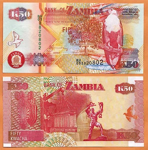 Billete de papel moneda Zambia 2007 unc 50 Kwacha P- 37f - Imagen 1 de 1