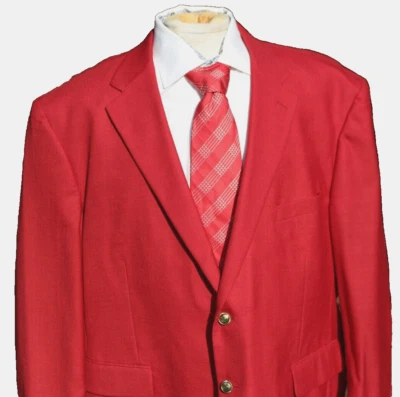 Abrigo deportivo Stafford Essentials para hombre dos botones rojo liso poliéster y lana talla 52S Foto 1 de 4