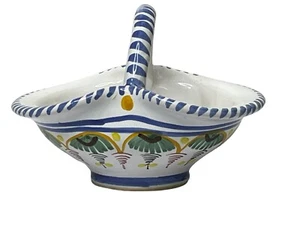Vintage Spanish Ceramic Pottery Trinket Dish Candy Basket Handmade Spain - Picture 1 of 6