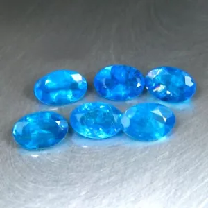 2.79CT 6X4MM(lot) AMAZING FIRE SPARKLING 100% NATURAL BLUE APATITE LOOSE STONE - Picture 1 of 3