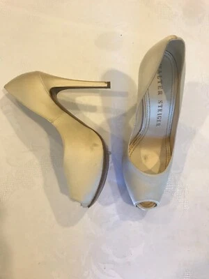 Walter Steiger  Shoes High Heel Platform Peep Toe Ivory Sz 38 1/2 - Image 1 of 4