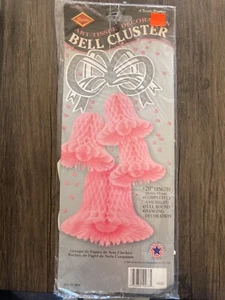 Vintage 1998 Beistle Art-Tissue Decoration Bell Cluster Pink 20 Inch Length NIP - Picture 1 of 2