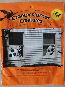 Halloween 2 pk Creepy Corner Creatures White Monsters Window Covers, 14" X 14" - Picture 1 of 7