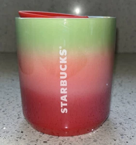 Starbucks 2020 Pearl Ombre Red Pink Green Holiday Ceramic Tumbler 8 oz w/Lid - Picture 1 of 6