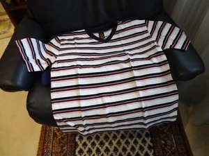 Trigema t-shirt herren L mit Kurzarm neu weiß blau rot gestreift 100 % Baumwolle - Bild 1 von 9