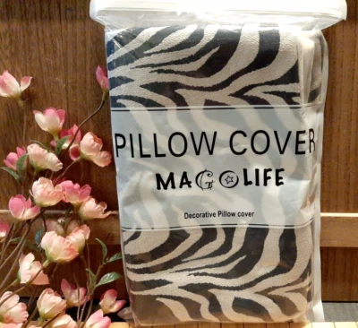 Pair B&W Zebra Cut Velvet Pillow Covers 12x20 Gold Sparkle Dust  Jacquard Velvet - Image 1 of 4