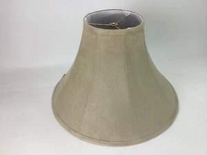 Suede Bell Shaped Lampshade Beige 10” H x 6” Top x 16” Bottom - Picture 1 of 4