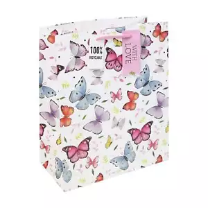 Kraft Butterfly Large Gift Bag 100% Recyclable Present Birthday Mother's Day - Picture 1 of 1