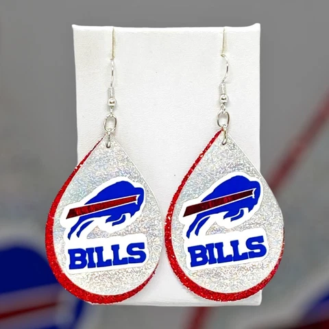 Buffalo Bills Football Faux Leather Handmade  Earrings Cover