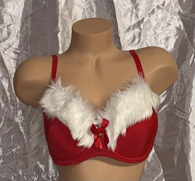 Sujetador con aros ADORE ME rojo brillante satinado blanco ribete de piel para mujer 34DDD NUEVO SIN ETIQUETAS Foto 1 de 4