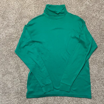 Camiseta de Colección Medalista Cuello Alto Manga Larga Para Hombre Grande Verde Algodón Hecha en EE. UU. Foto 1 de 4