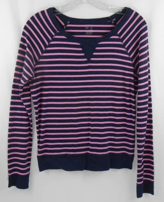 Gap Womens S Supersoft Pink Blue Striped Long Sleeve Round Neck Top - Изображение 1 из 4
