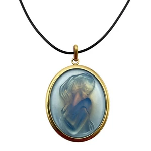 Lalique France Clemence/Dame Kamee irisierend/opalisierend blau Kristall Halskette - Bild 1 von 6