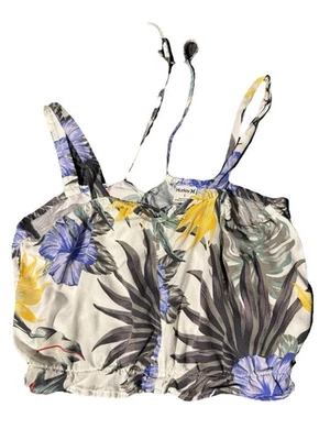 Hurley Women’s Crop Top Size Large Floral Beach Top - Image 1 of 3