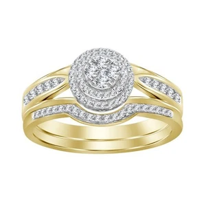 Ladies Bridal Set 0.30ct Round Natural Diamond 10k Yellow Gold - Picture 1 of 1