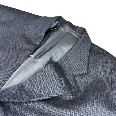 Holland & Sherry Men's 100's Wool 3-Button Blazer Blue Herringbone • 46R US - Image 1 of 4
