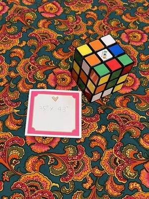 25x43" VTG ROBERT KAUFMAN Cotton Fabric Oriental Flower Paisley Dark Green Quilt - Image 1 of 4