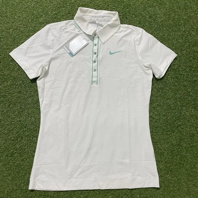耐克高尔夫女式条纹 Polo 白色 Dri-Fit 衬衫小号高 ST 358927 全新带标签 65 美元 — 第 1/4 张图片