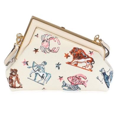 Fendi White Astrology Embroidered Canvas First Small Bag - Image 1 of 4