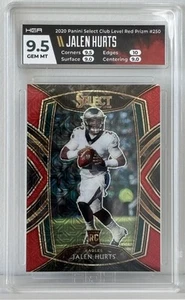 2020 Panini Select 🔴🔥Red Prizm Mojo Jalen Hurts RC #14/49 HGA 9.5 Gem Eagles - Picture 1 of 2