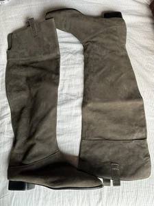 Pelle Moda Olive Brown Dark Gray Suede Over the Knee Slouchy Boot Sz 8.5 M - Picture 1 of 20