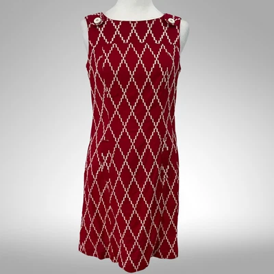 Vintage 2005 A-Line Dress 6P Red White Mod Jackie O WandaVision Style & Co - Image 1 of 4