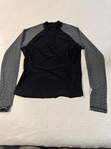 Women’s Black & White Mountain Wearhouse Active Wear Zip Front Top Size M - Picture 1 of 5