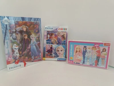 3 x Kids Jigsaw Puzzles Bundle. Barbie & Frozen  - Image 1 of 4